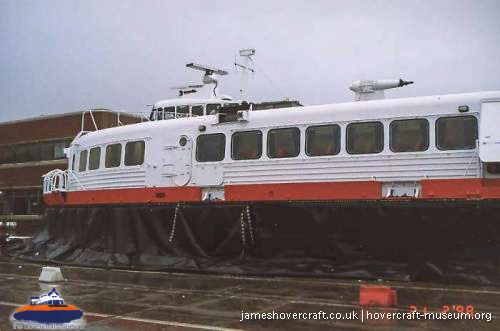SRN4 The Princess Anne (GH-2007) undergoing maintenance at Hoverspeed -   (The <a href='http://www.hovercraft-museum.org/' target='_blank'>Hovercraft Museum Trust</a>).